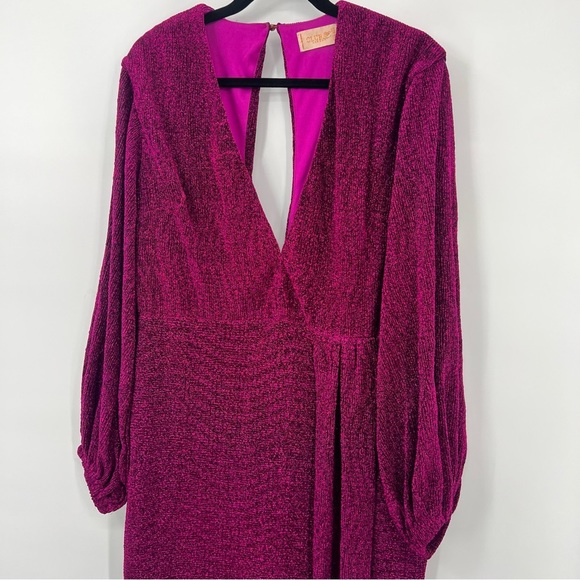 Club London Glitter Plunge Neck Drape Mini Dress Metallic Purple ASOS Bodycon - Picture 10 of 14